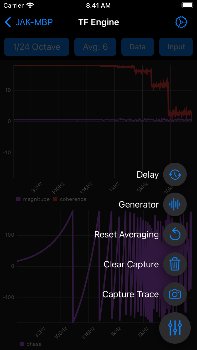 MeasureMate Transfer Function on iPhone