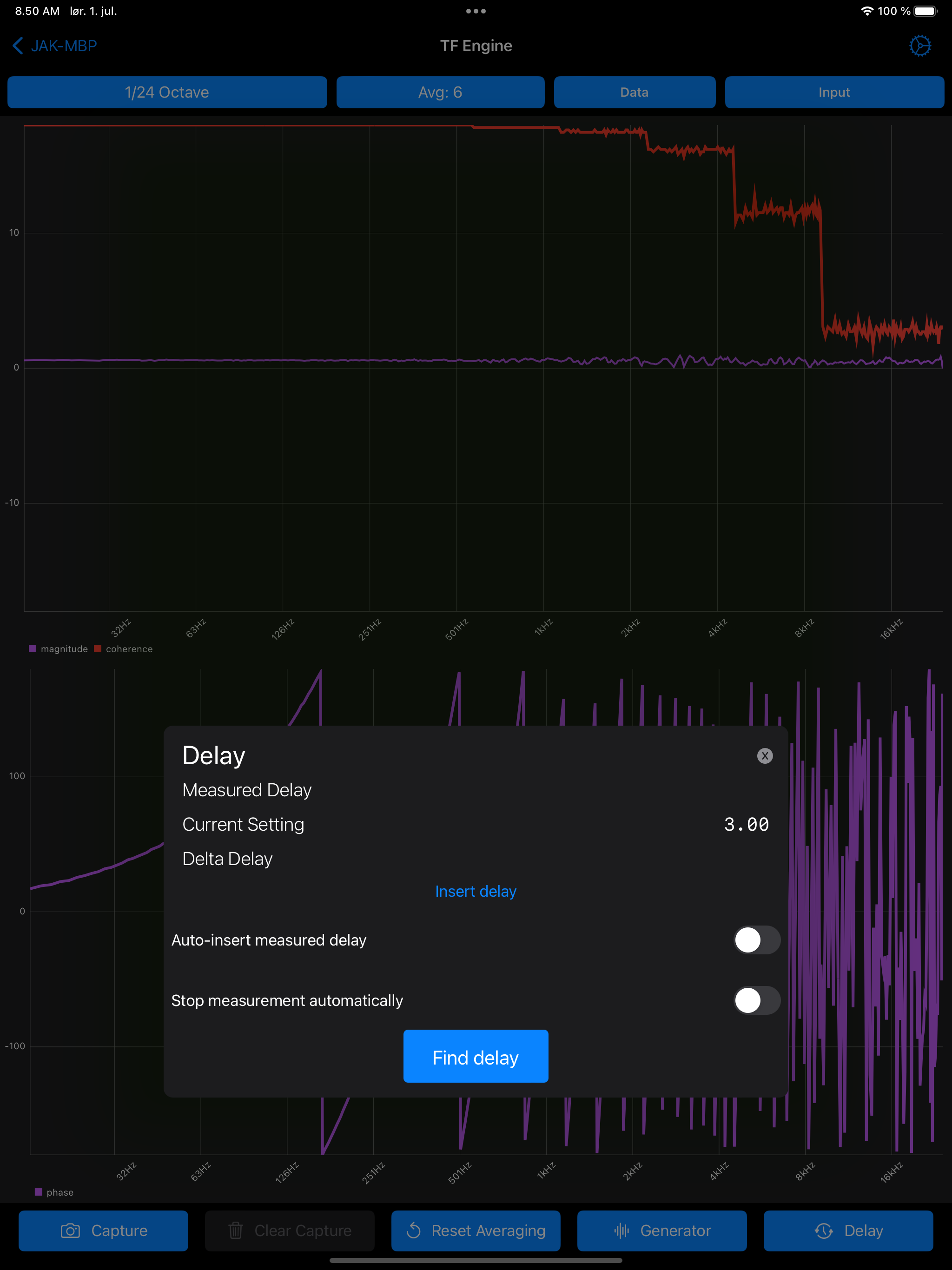 MeasureMate Transfer Function on iPhone